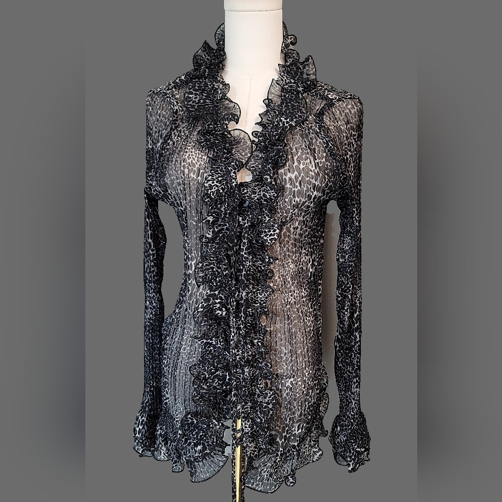 Michael K‎ Vintagey2k Made In Italy  Ruffle Blouse | Leopard V